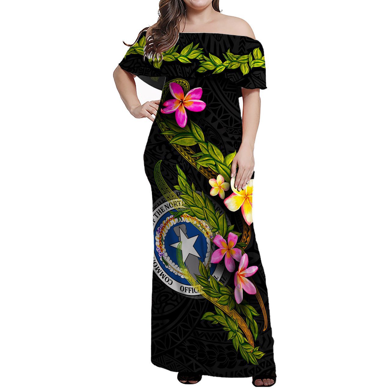 Northern Mariana Islands Women Off Shoulder Long Dress – Plumeria Tribal