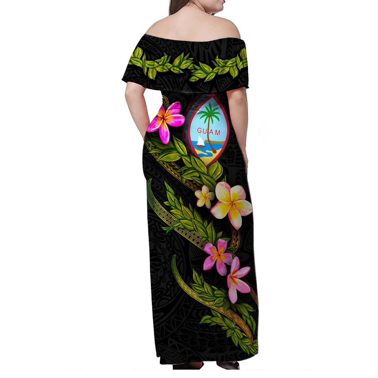 Guam Women Off Shoulder Long Dress – Plumeria Tribal