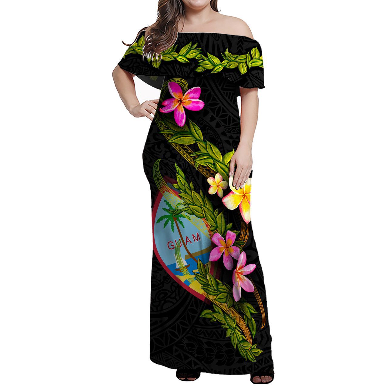 Guam Women Off Shoulder Long Dress – Plumeria Tribal