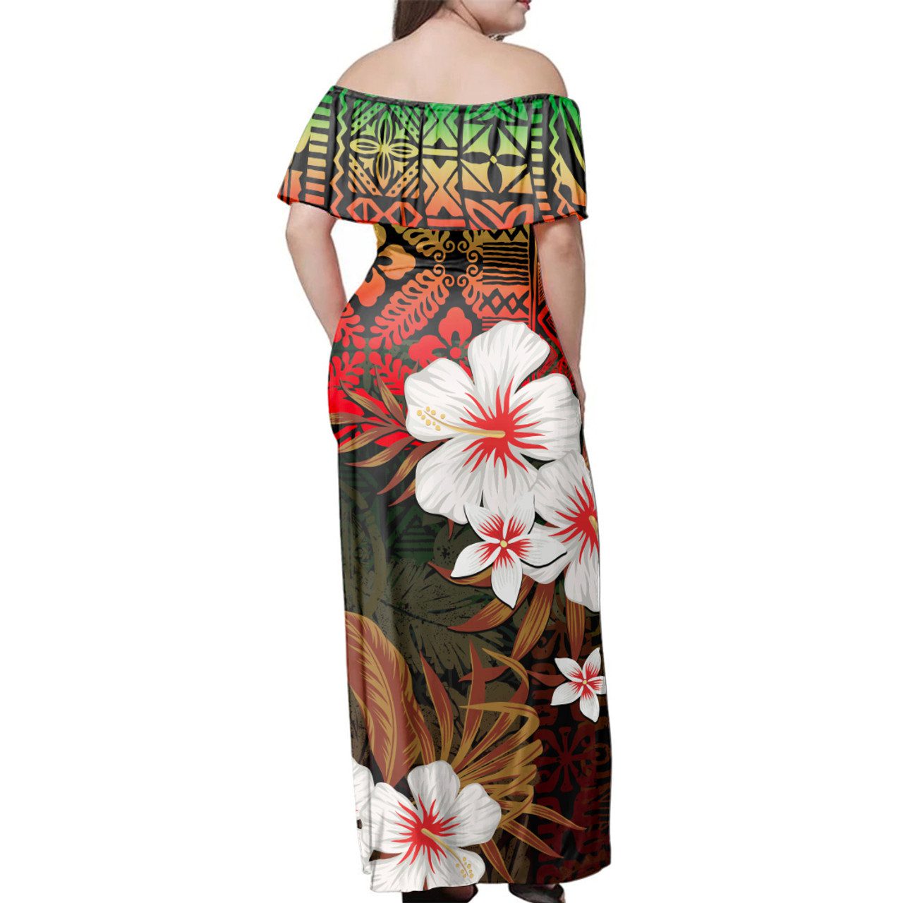 Hawaii Woman Off Shoulder Long Dress Turtle Style