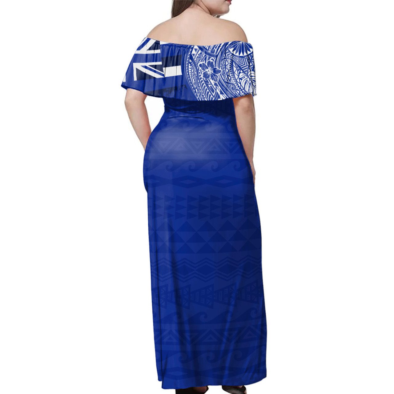 Hawaii Woman Off Shoulder Long Dress Kailua High School With Crest Style