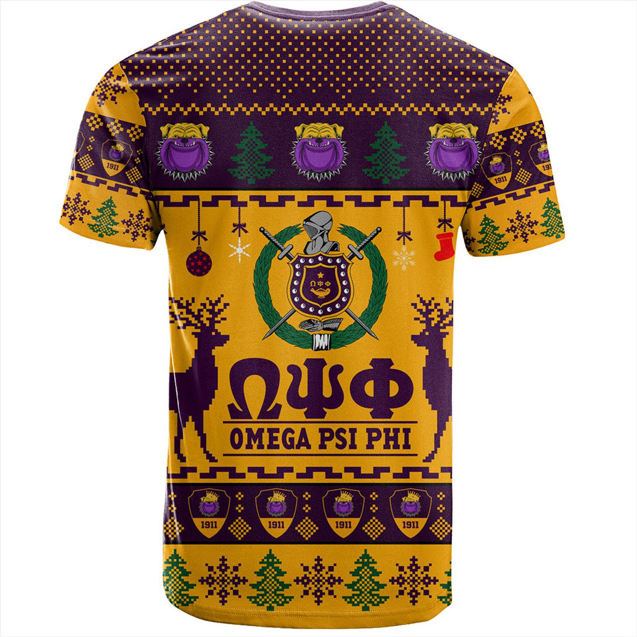 Omega Psi Phi T-Shirt Lux Christmas Bulldog Greek Letter