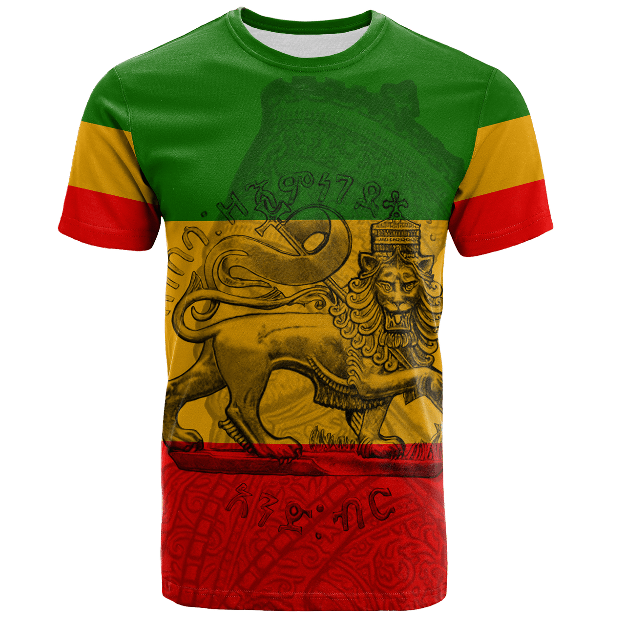 Lion Of Judah King Of Ethiopia T-Shirt Flag Style