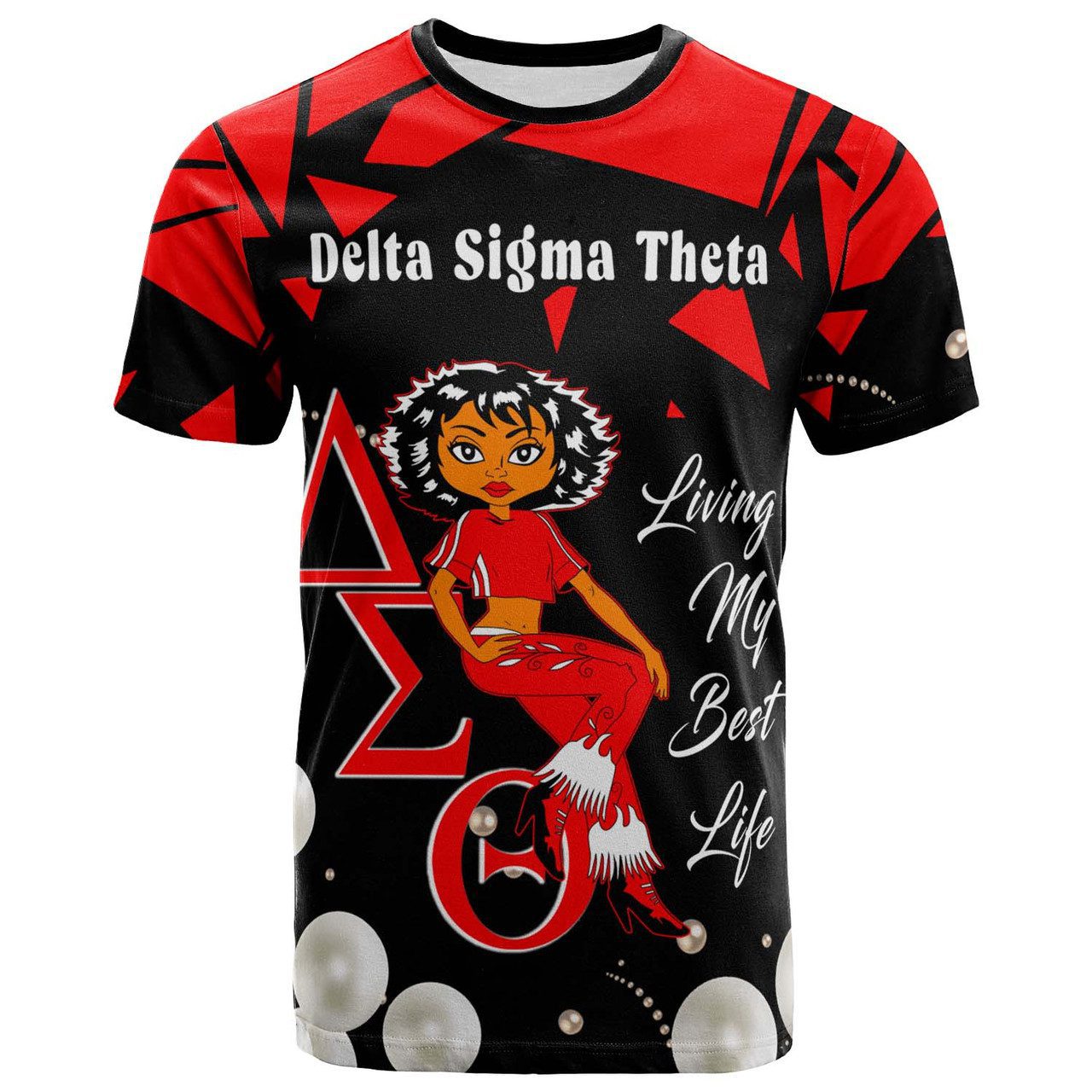 Delta Sigma Theta T-shirt – Custom Sorority Low Poly And Pearl Girl T-shirt