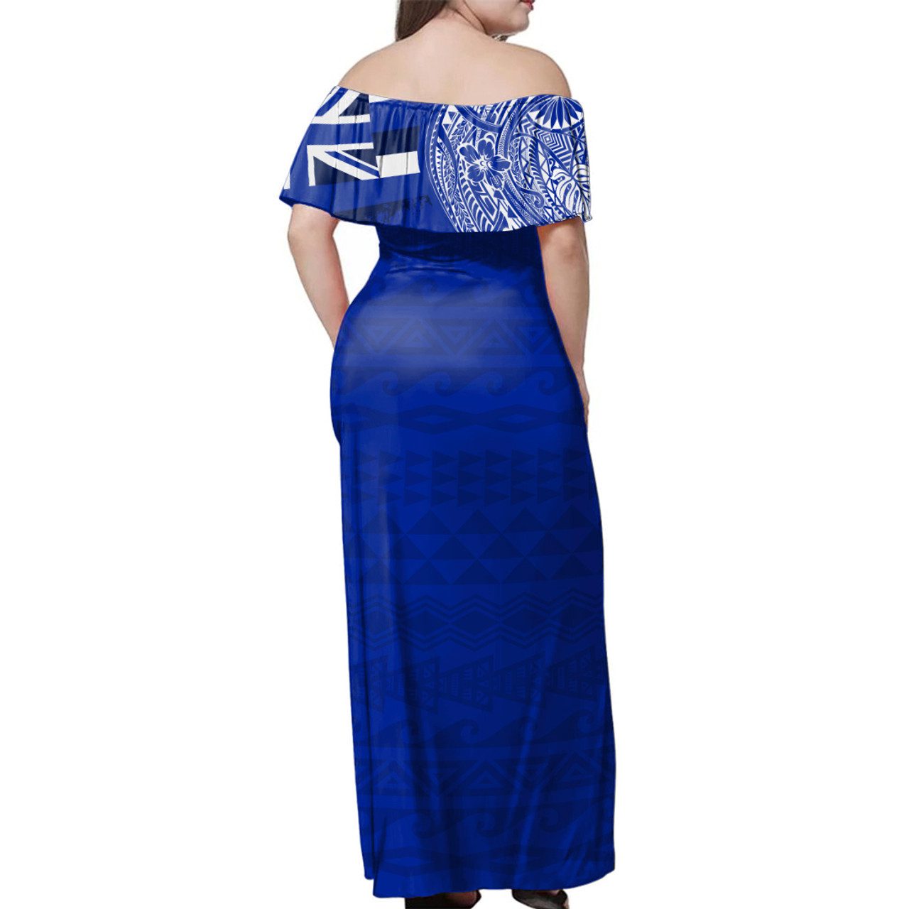 Hawaii Woman Off Shoulder Long Dress Maui High School With Crest Style