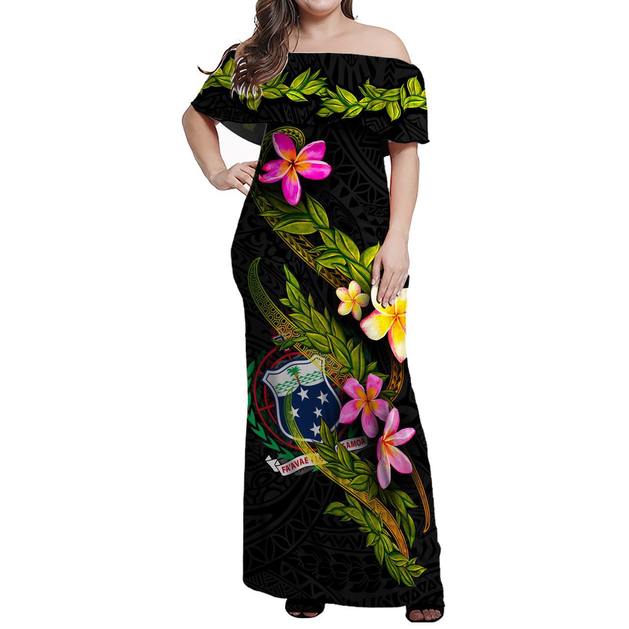 Samoa Women Off Shoulder Long Dress – Plumeria Tribal