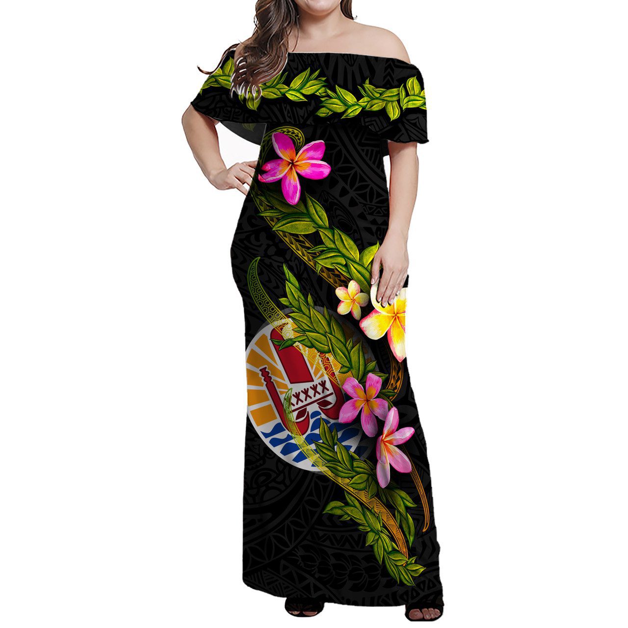 Tahiti Women Off Shoulder Long Dress – Plumeria Tribal