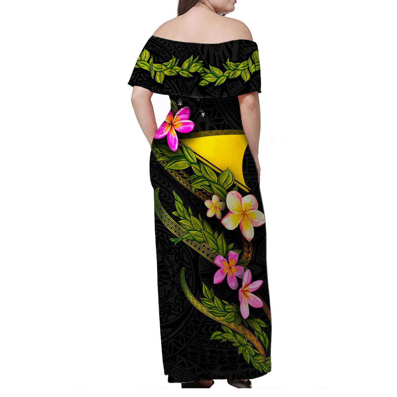 Tokelau Women Off Shoulder Long Dress – Plumeria Tribal