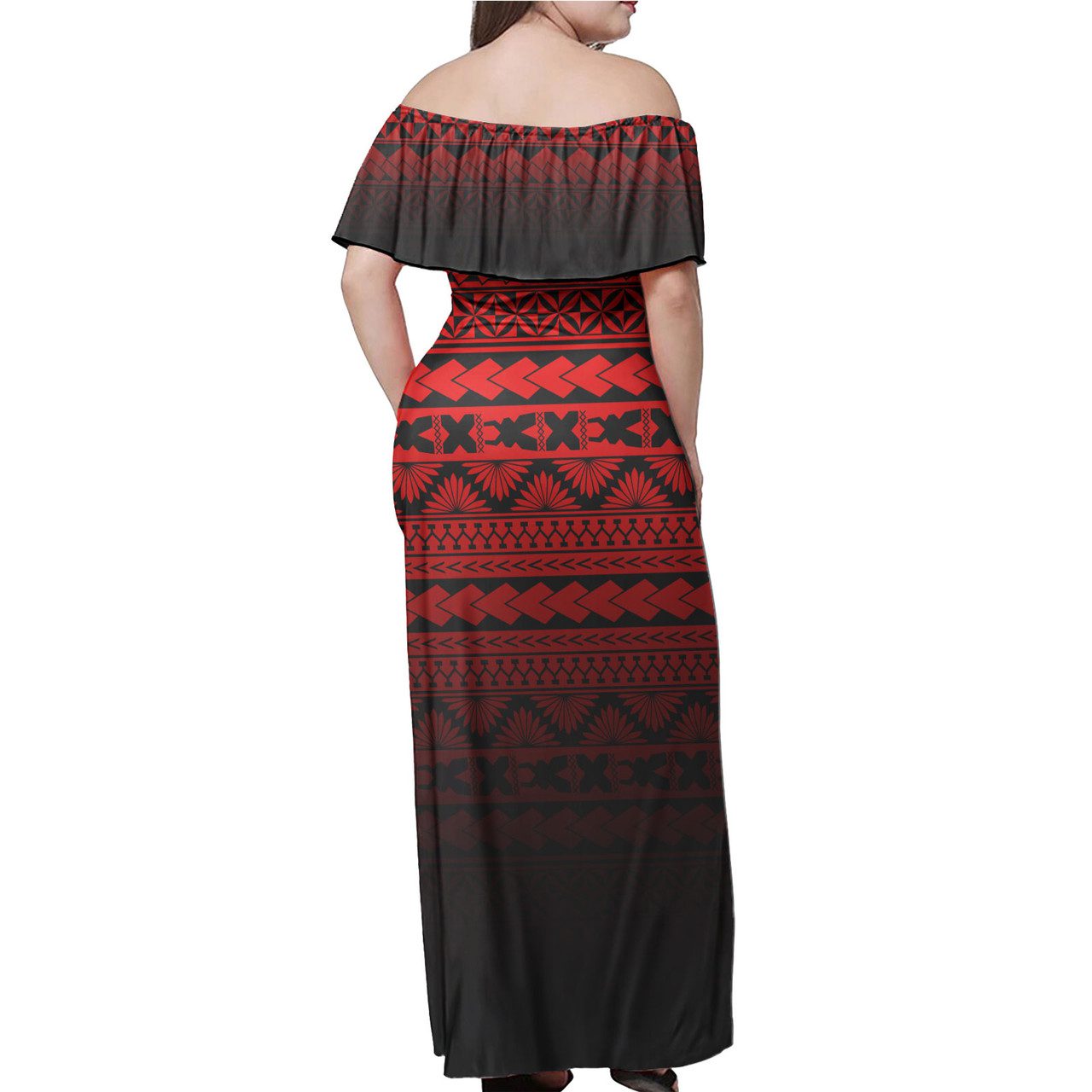 Tonga Women Off Shoulder Long Dress – Tongan Patterns Culture