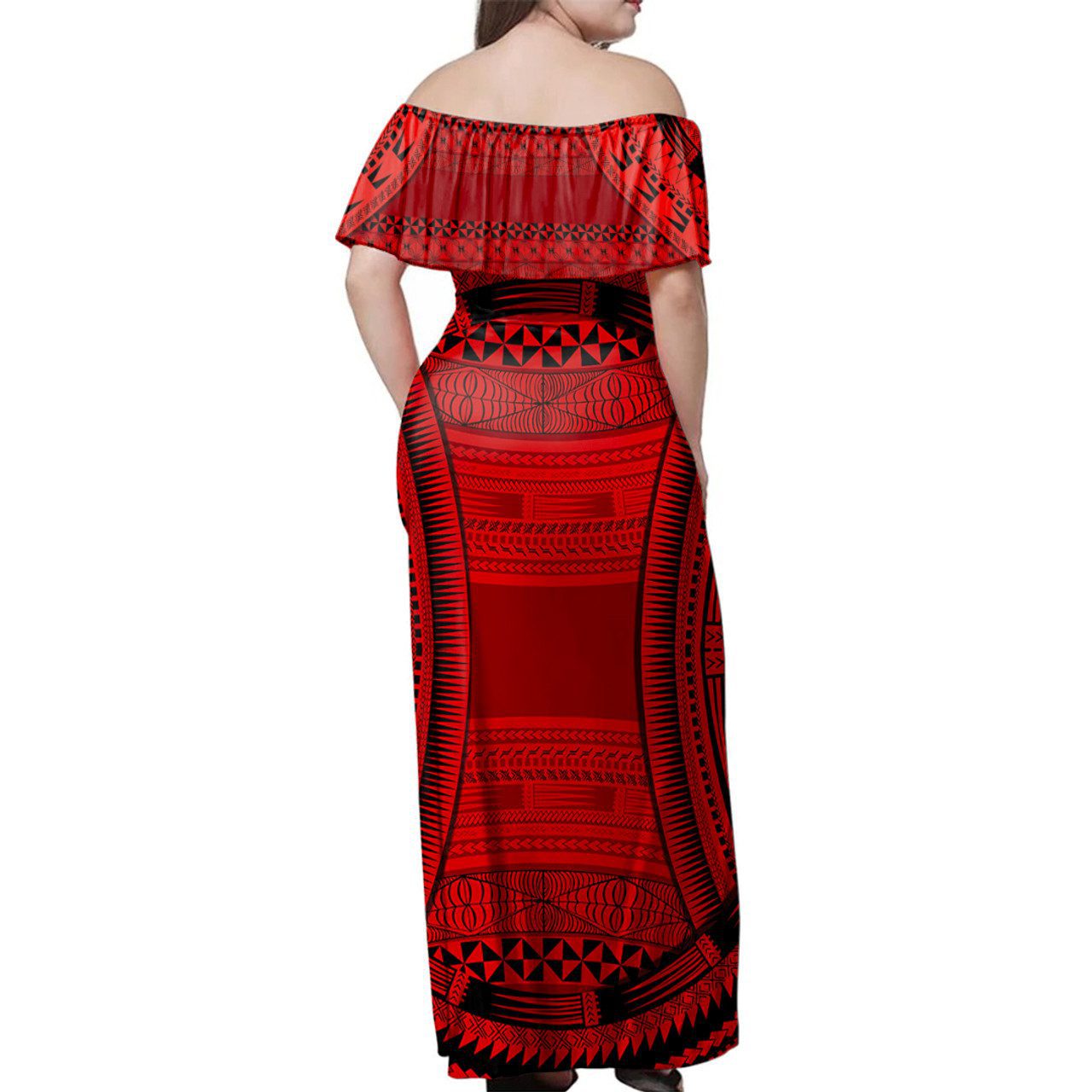 Tonga Woman Off Shoulder Long Dress Tonga Mix Polynesian