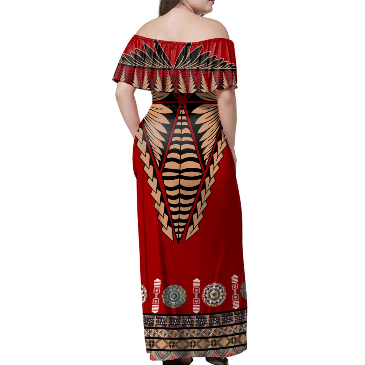 Tonga Ngatu Art Design Woman Off Shoulder Long Dress