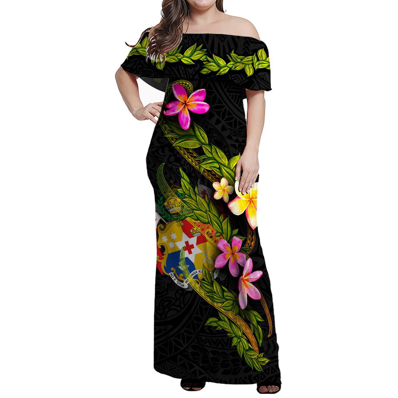 Tonga Women Off Shoulder Long Dress – Plumeria Tribal