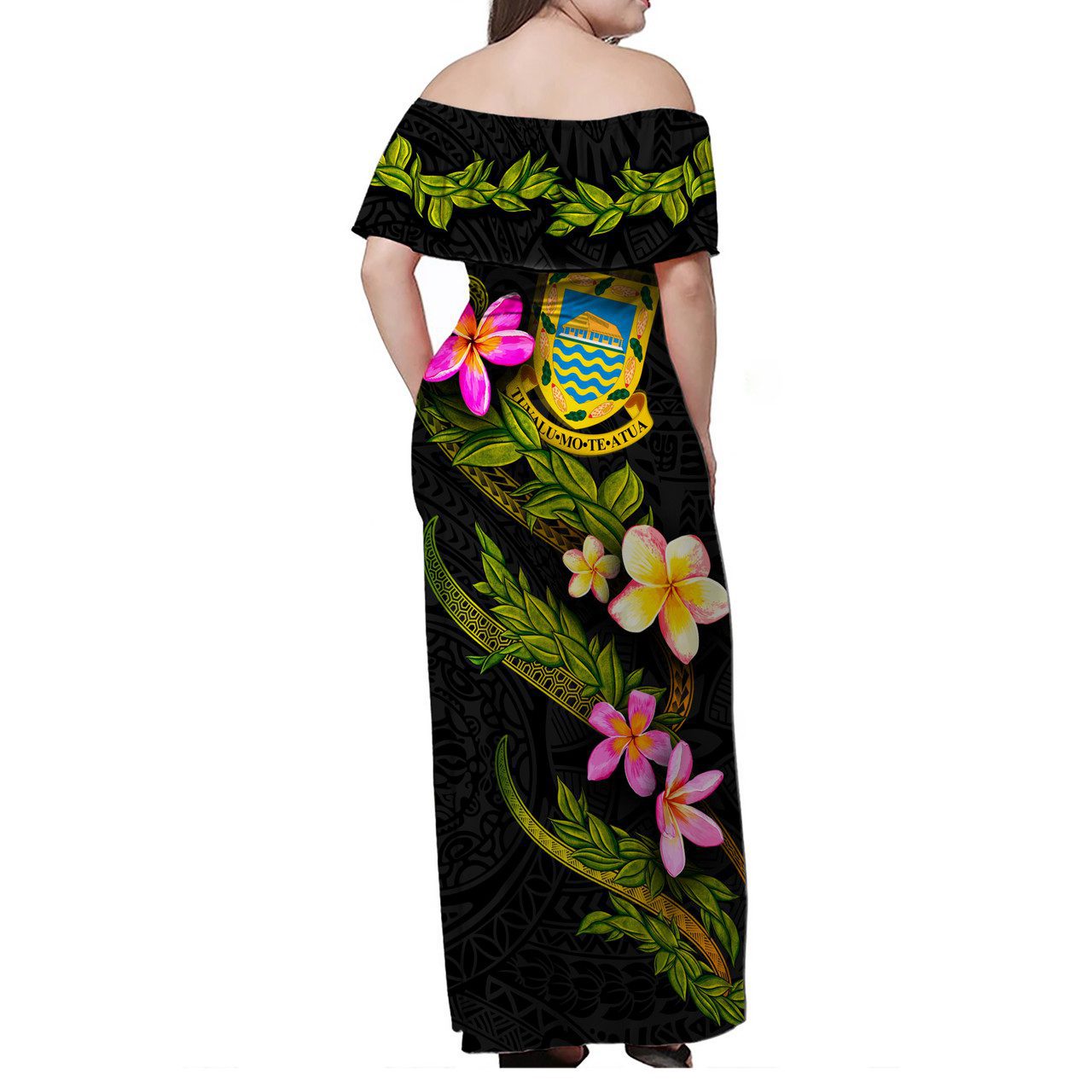 Tuvalu Women Off Shoulder Long Dress – Plumeria Tribal