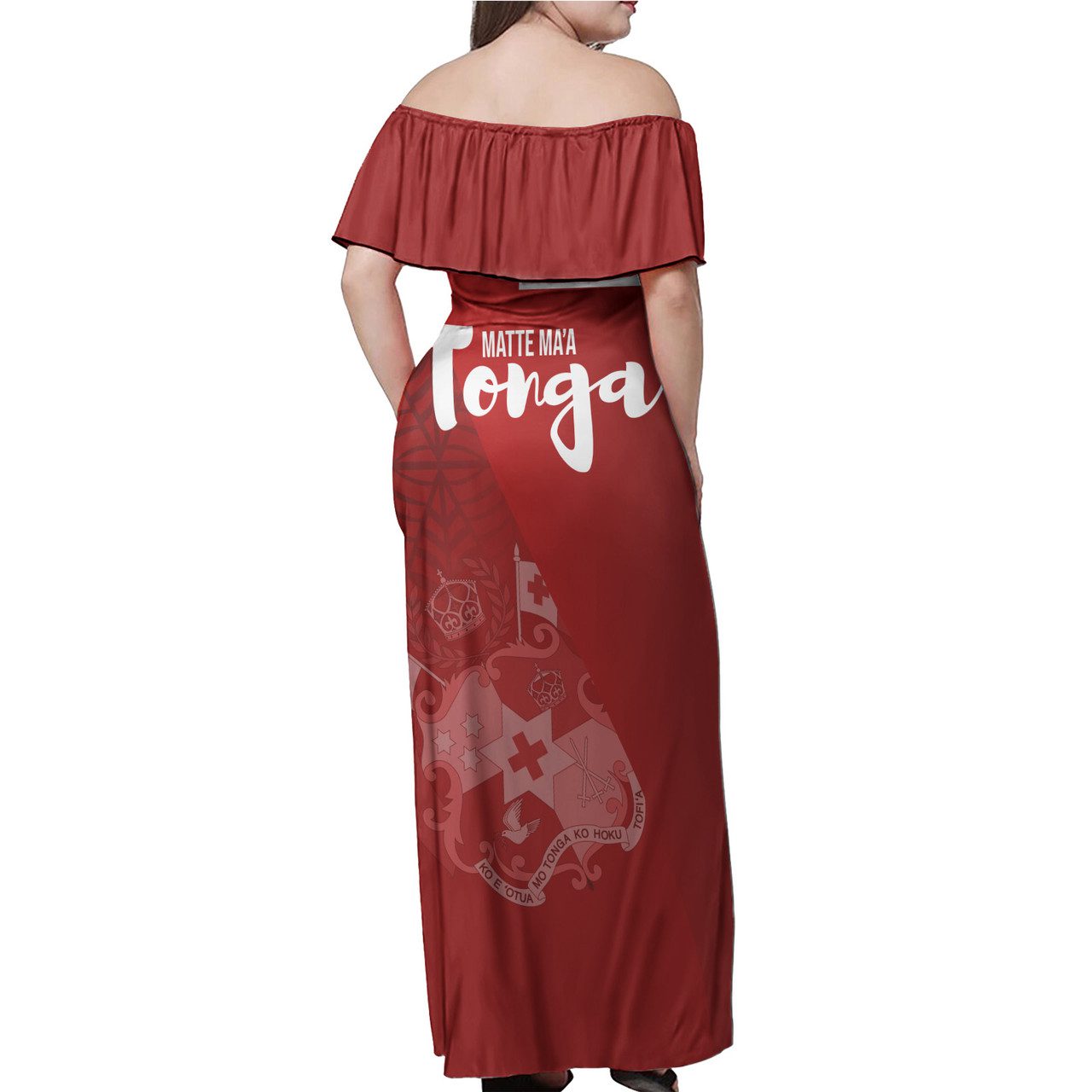 Tonga Women Off Shoulder Long Dress – National Day Tonga Coat Of Arms Polynesian