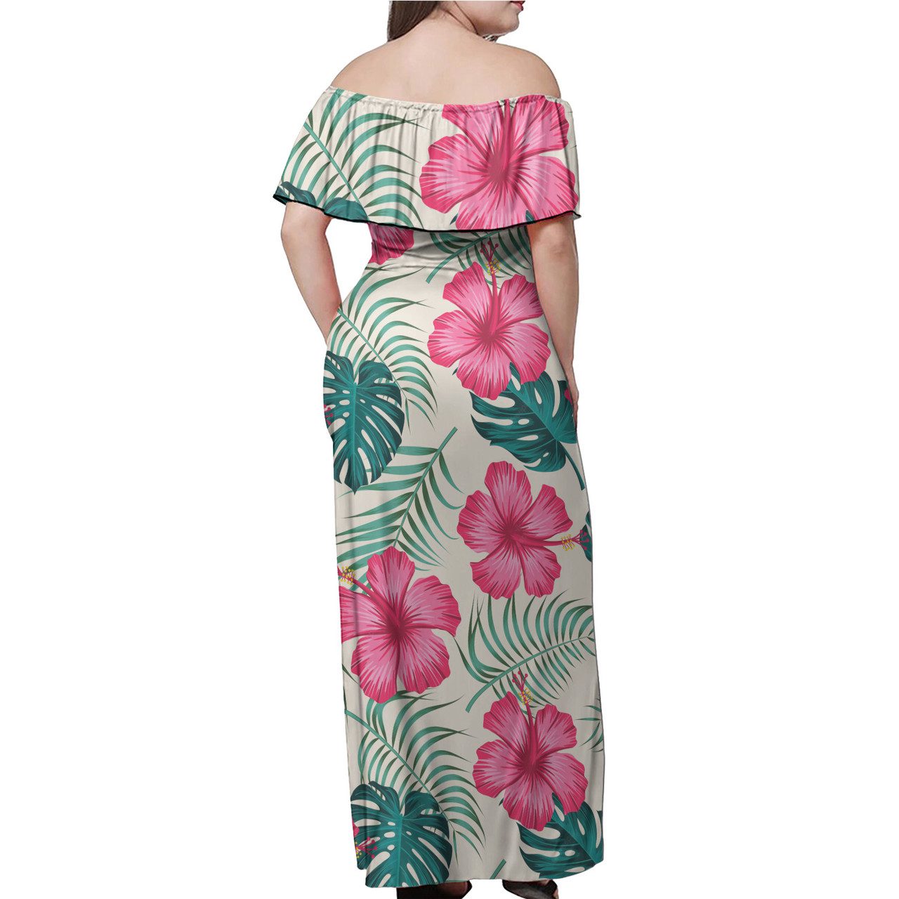 Hawaii Polynesian Woman Off Shoulder Long Dress – Polynesian Hibiscus Flower