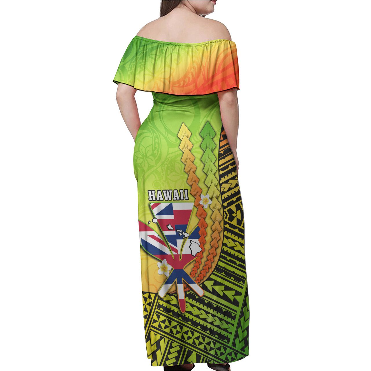 Hawaii Polynesian Woman Off Shoulder Long Dress – Hawaii Independence Day Polynesian Cullture