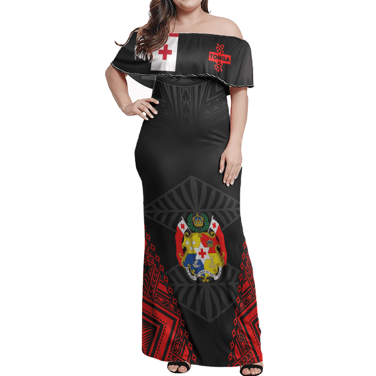 Tonga Women Off Shoulder Long Dress – National Day Tonga Polynesian Culture