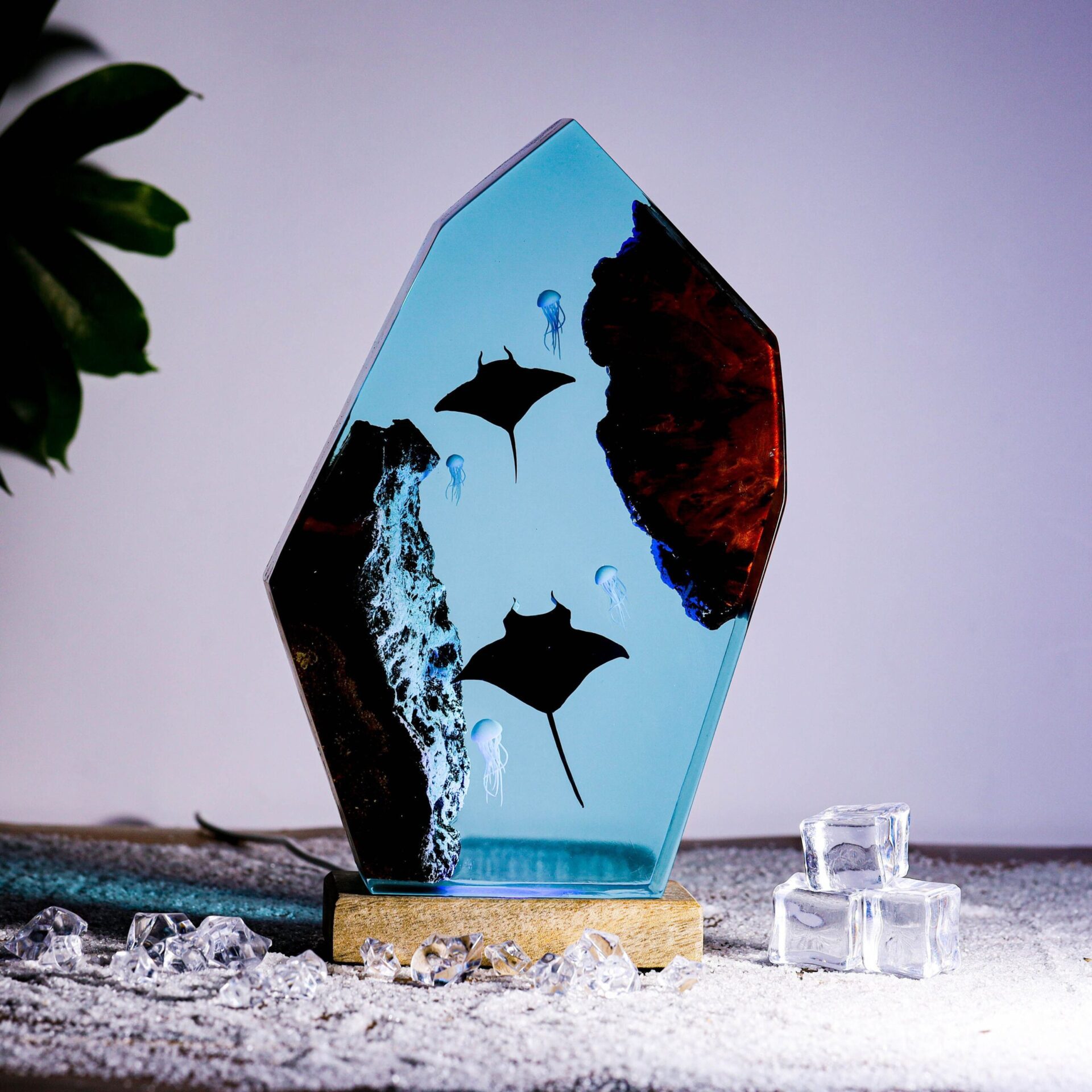 Manta Rays And Jellyfish Epoxy Resin Lamp – Resin Lamps Store