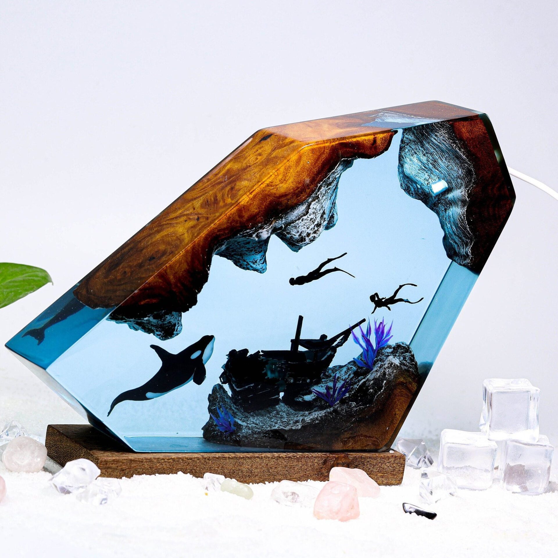 Orca Killer Whale & Diver Epoxy Resin Lamp – Resin Lamps Store