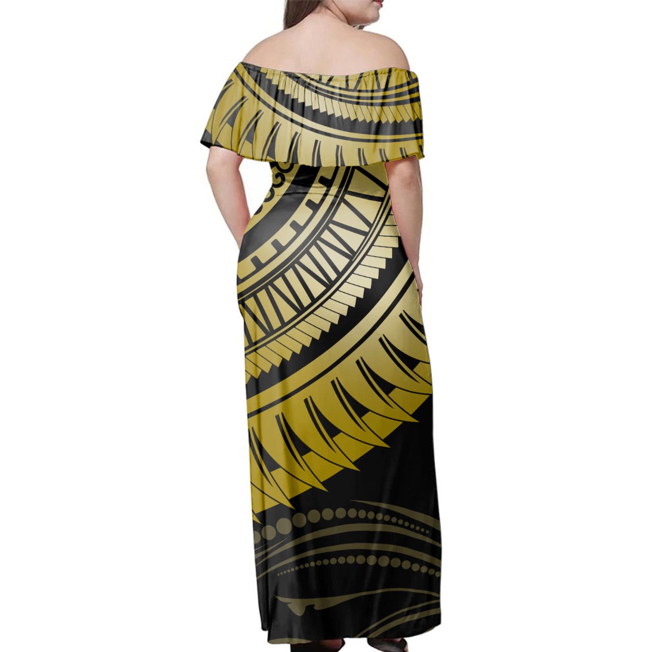 Tonga Woman Off Shoulder Long Dress Sila Polynesian Wing