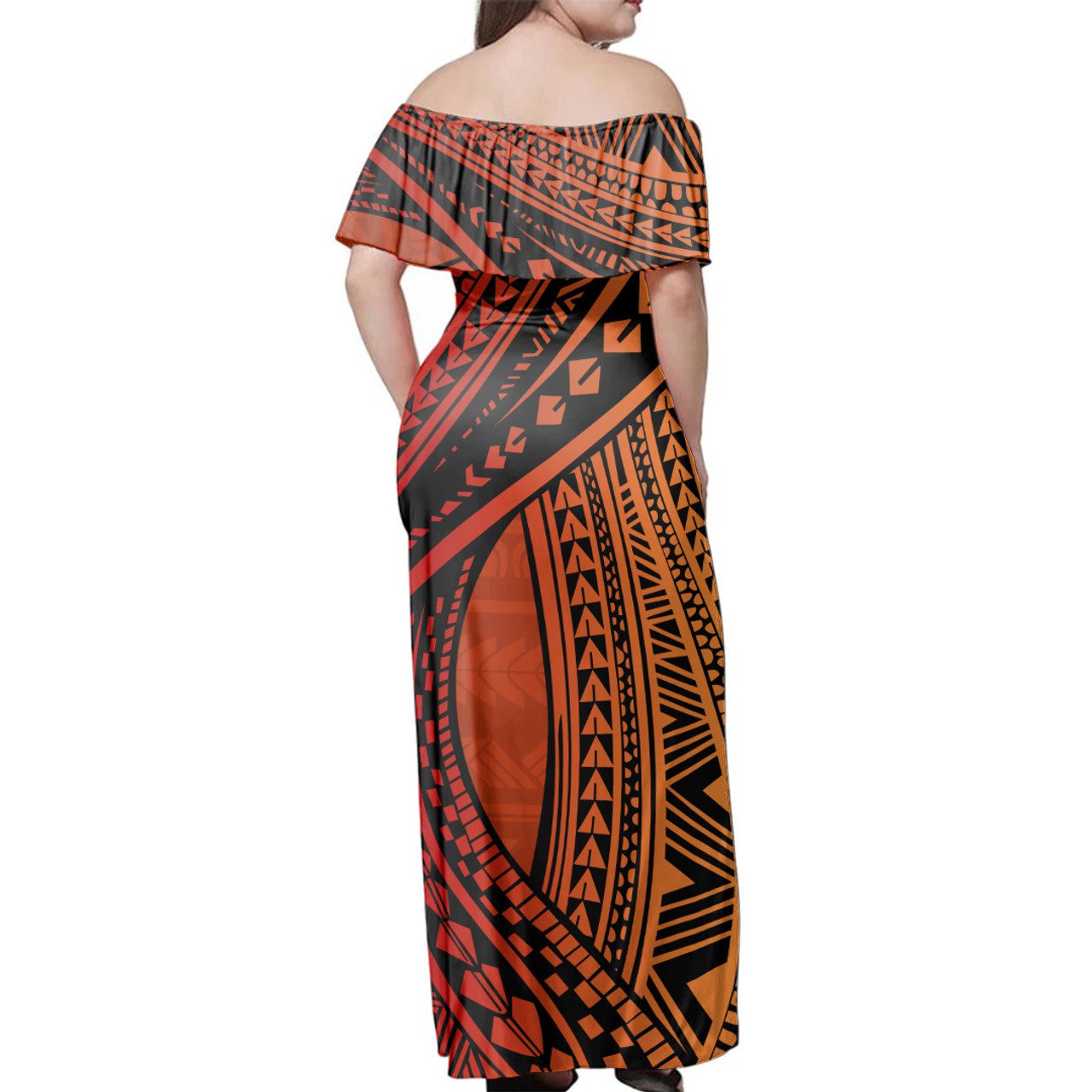 Polynesian Woman Off Shoulder Long Dress Pattern
