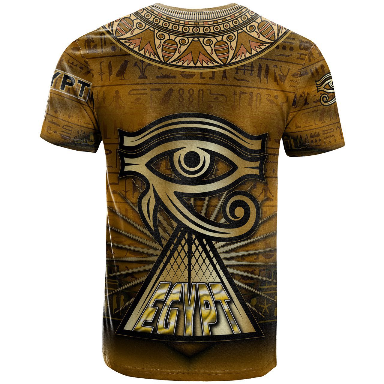 Egyptian T-Shirt – Custom Egypty Horus Eye With Egyptian Pattern