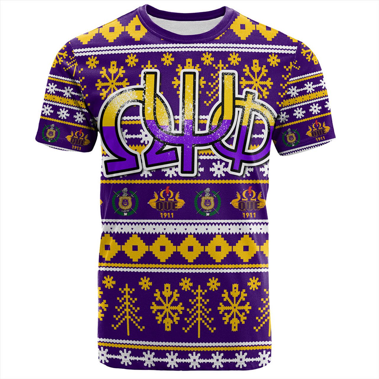 Omega Psi Phi T-Shirt Christmas Style Grunge Purple