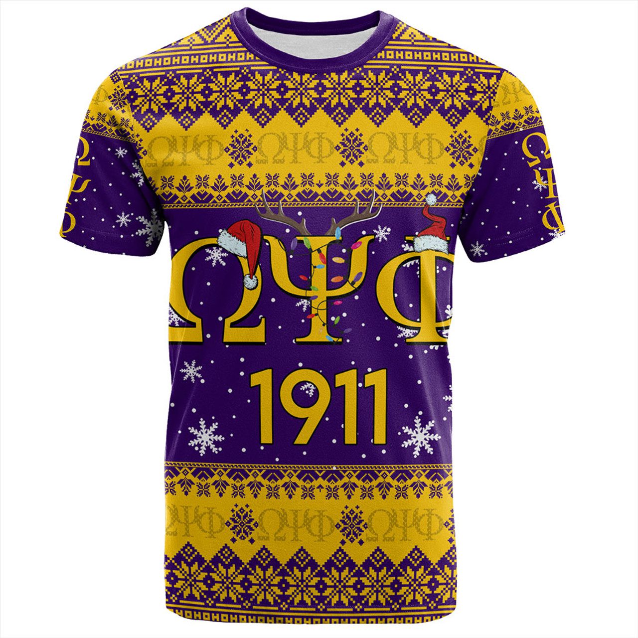 Omega Psi Phi T-Shirt Christmas Symbols Design