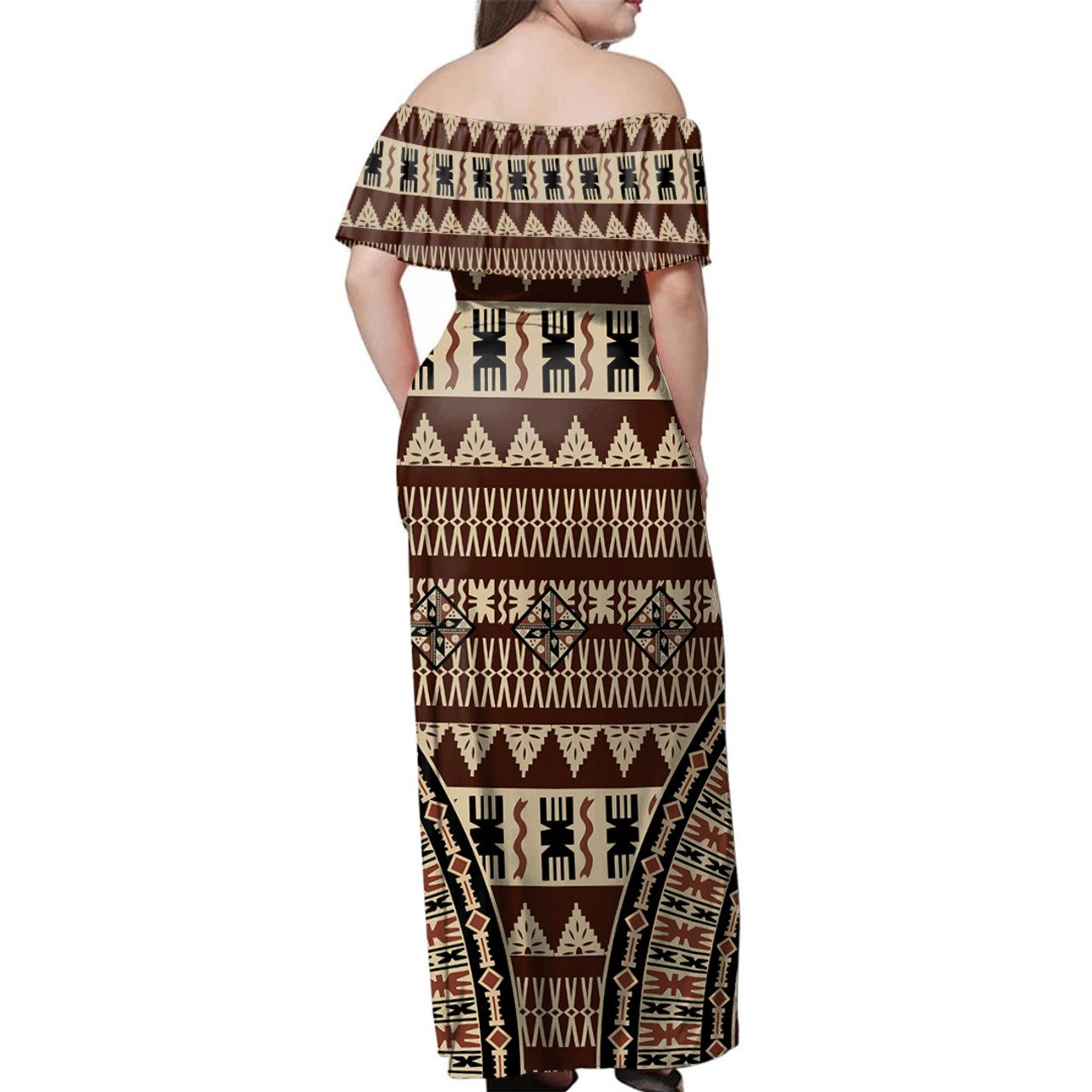 Fiji Woman Off Shoulder Long Dress Pattern Fashion