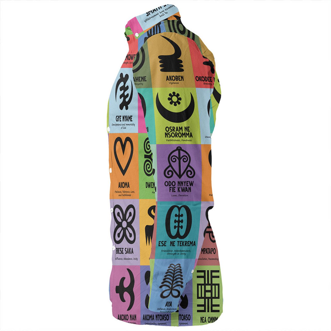 Adinkra Long Sleeve Shirt Multi Color Adinkra Symbols