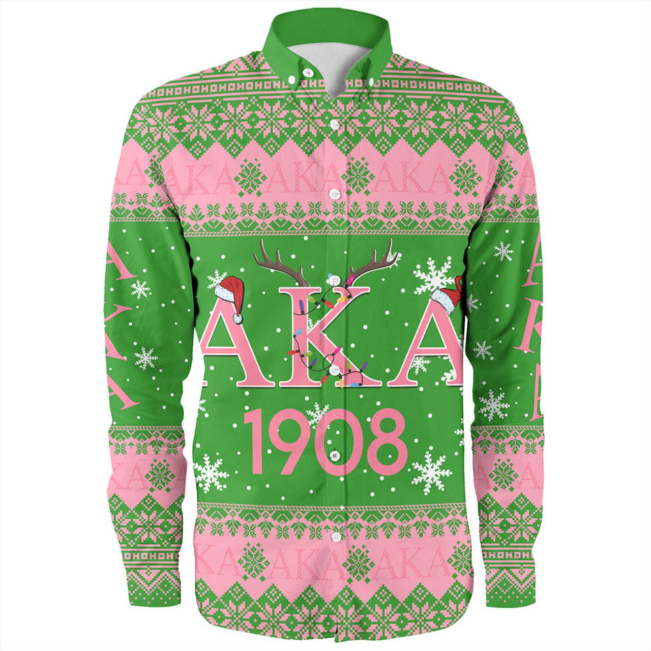 Alpha Kappa Alpha Long Sleeve Shirt Christmas Symbols Design